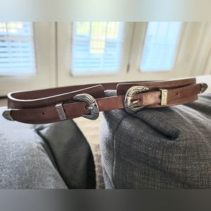 Western Inspired Brown Belt with Silver Buckle (M/L)